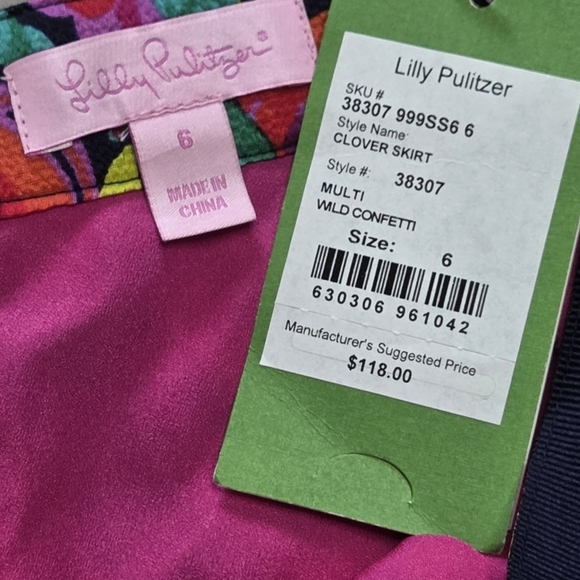 Lilly Pulitzer Clover Skirt Multi Wild Confetti Size 6 NWT - Picture 5 of 5